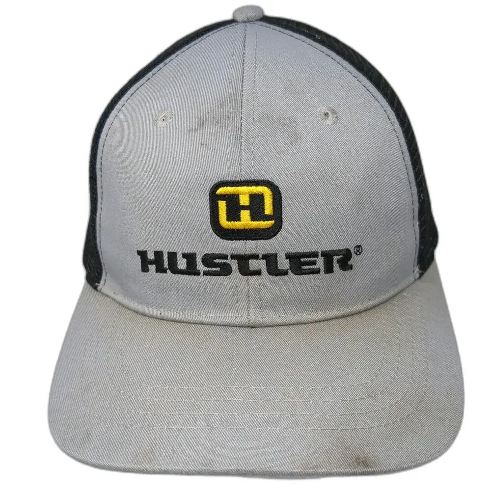 Hustler Trucker Hat Gray One Size Snapback Mesh Back Codys Power Mower Equipment